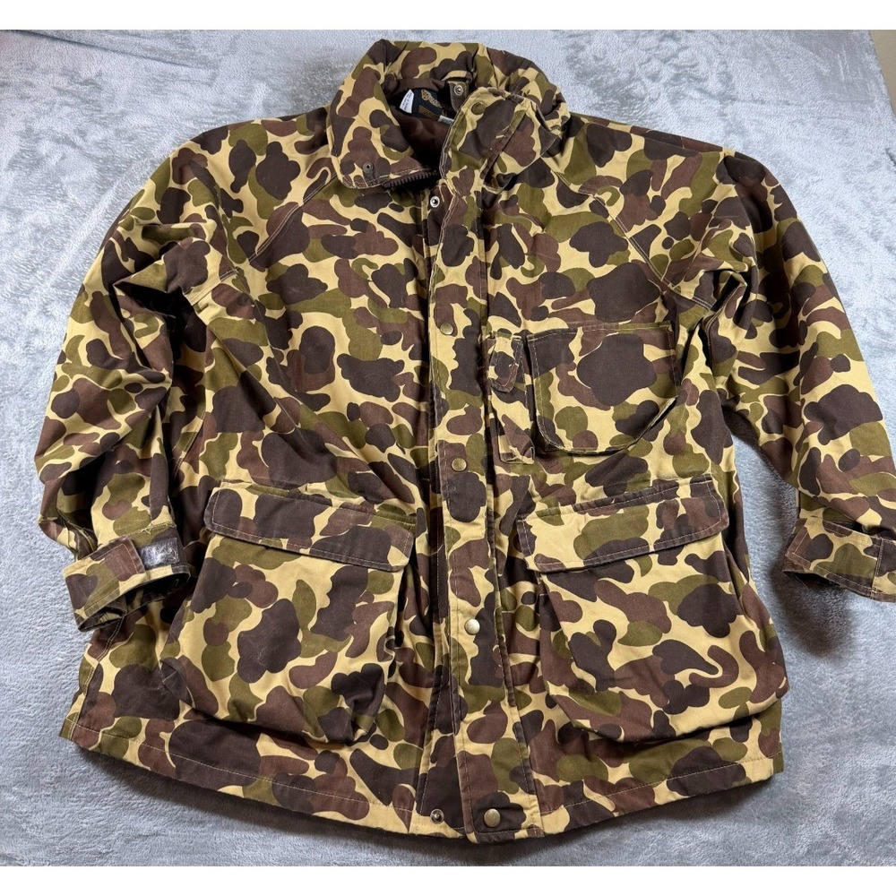 Vtg Gamehide Camo Hunting Jacket Men L Waterfowl Duck Blind Coat Outdoor USA